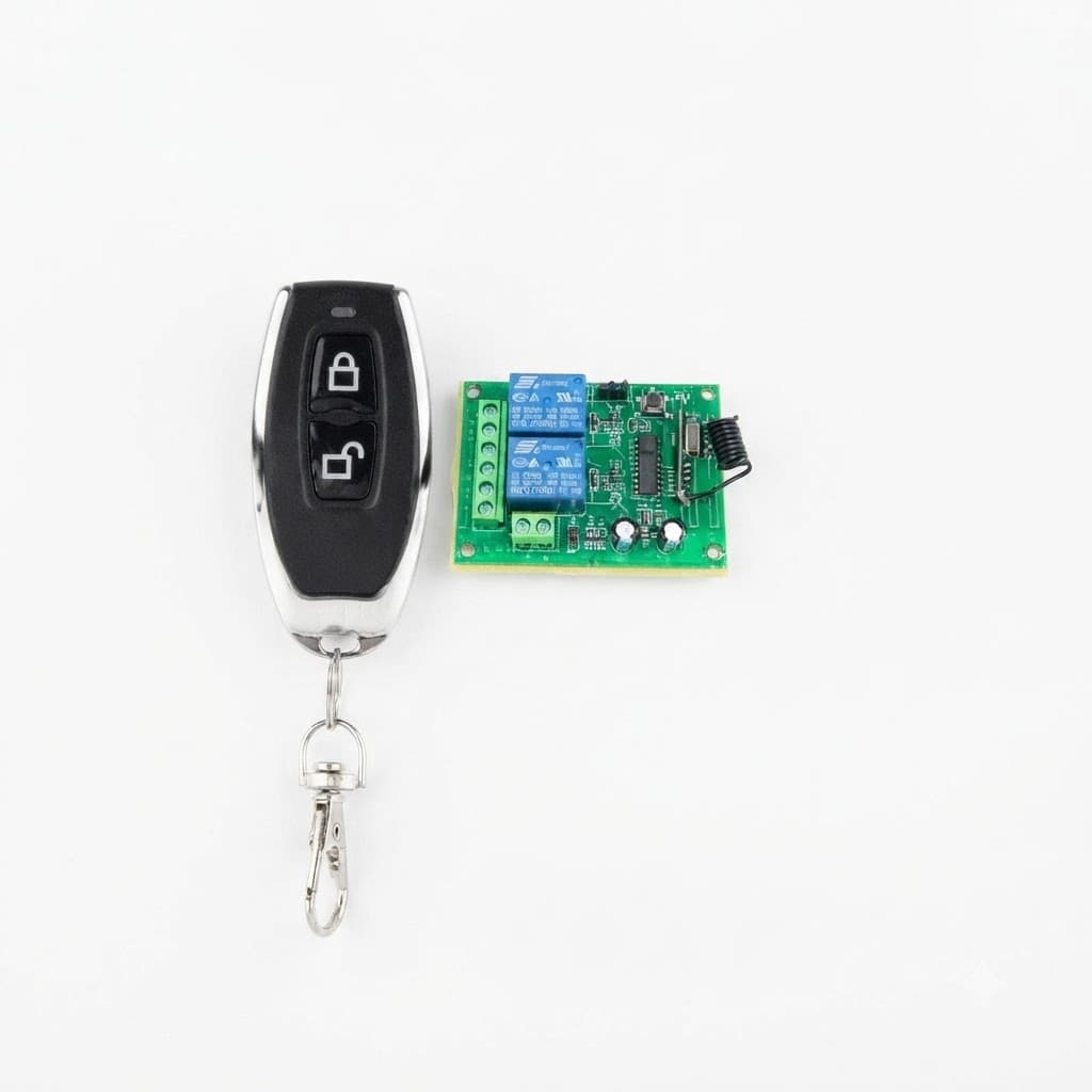 RF 433Mhz 2 Channel Dc 12V Receiver With EV1527 2 Button Black Remote