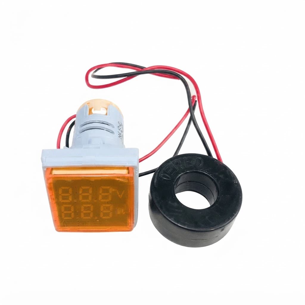 3 in 1 AC 60-500V 100A Voltmeter Ammeter Frequency Meter 22mm Signal Light LED Lamp Indicator with CT/yellow